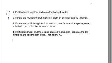 Steps to solving trig equations - Unit 7