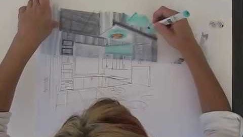 Stainless Steel Kitchen Rendering in Color Markers, Lesson 13, Section 4