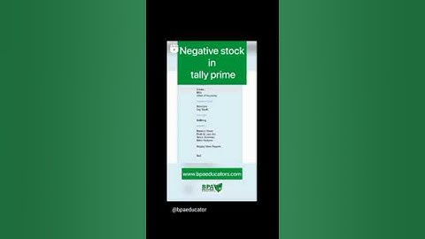 Negative stock in Tally prime #tally #tallyprimetraining #bpaeducators