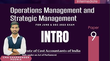 Paper 9 OM & SM Intro 🔥SY 22 || CMA INTER ||