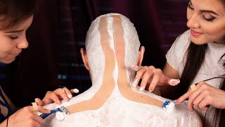 Shaving His Neck, Back and Head ASMR, Foam, Tapping, No talking