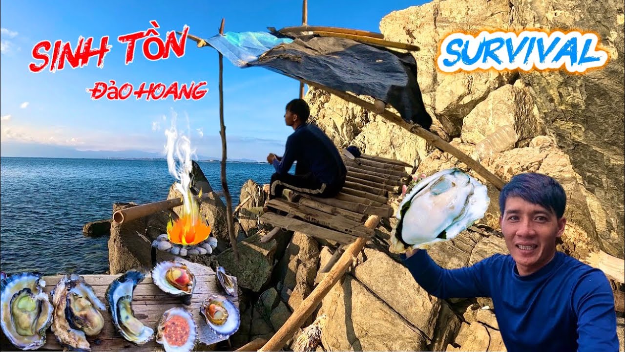 Sống sót một mình trên đảo hoang 24h không mang theo thức ăn & nước uống | 24 hour survival camping