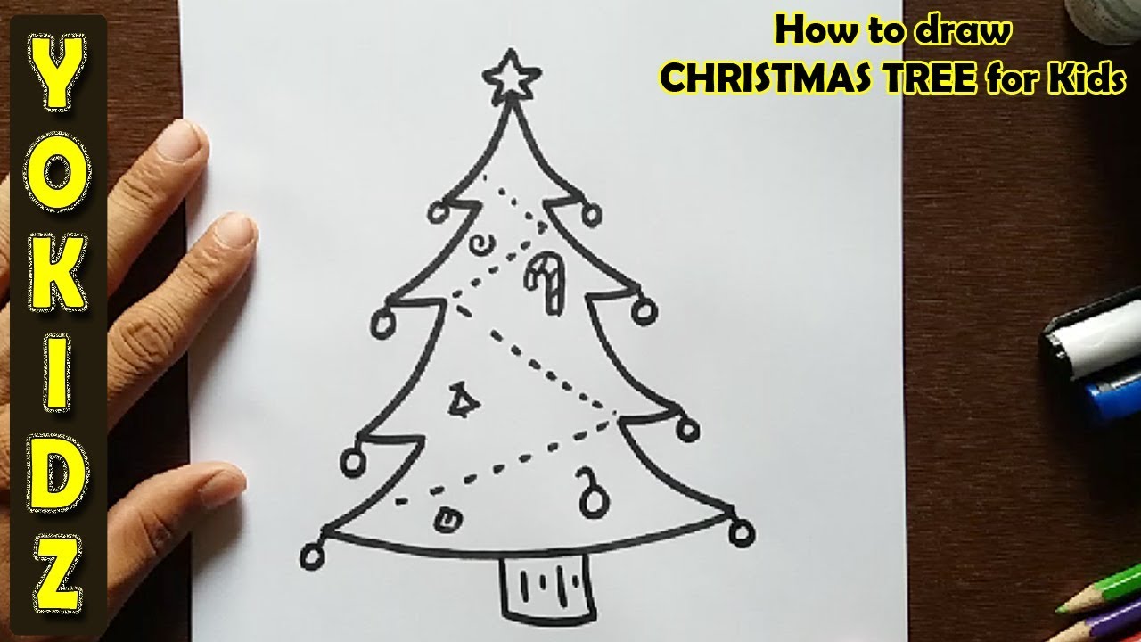 How to draw CHRISTMAS TREE for kids - YouTube