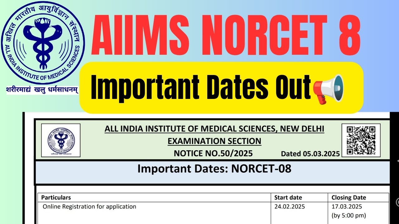 NORCET 8 Important Dates Notification Out//