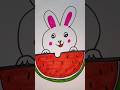 Cute Rabbit Eating Watermelon 🍉#shorts #art #youtubedrawing #rabbit