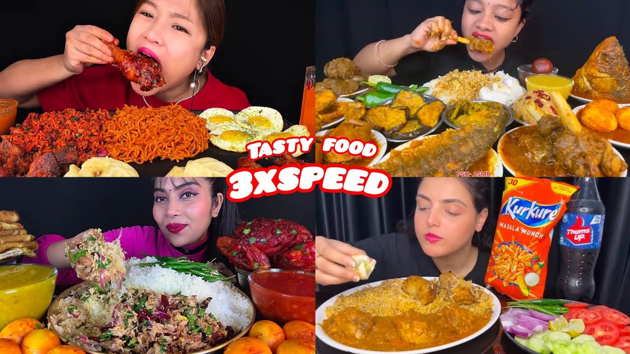 ASMR EATING WHOLE CHICKEN CURRY MUTTON CURRY FISH CHICKEN CURRY RICE EGG CURRY NOODLES EATING