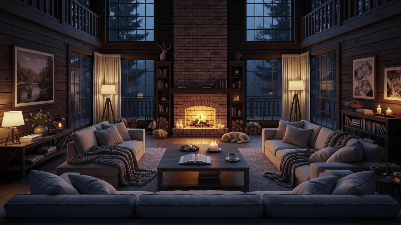 Peaceful Rainy Night in a Cozy Cabin 🌧️🕯️ | Gentle Rain & Fireplace ...