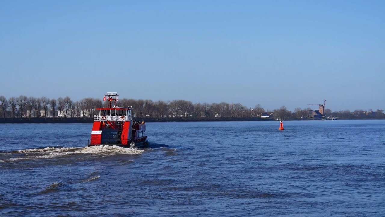 Hamburg, Övelgönne, Elbufer, Abfahrt Hafenfähre - Full HD (1080p) Videobild hafen miniature schnauzers