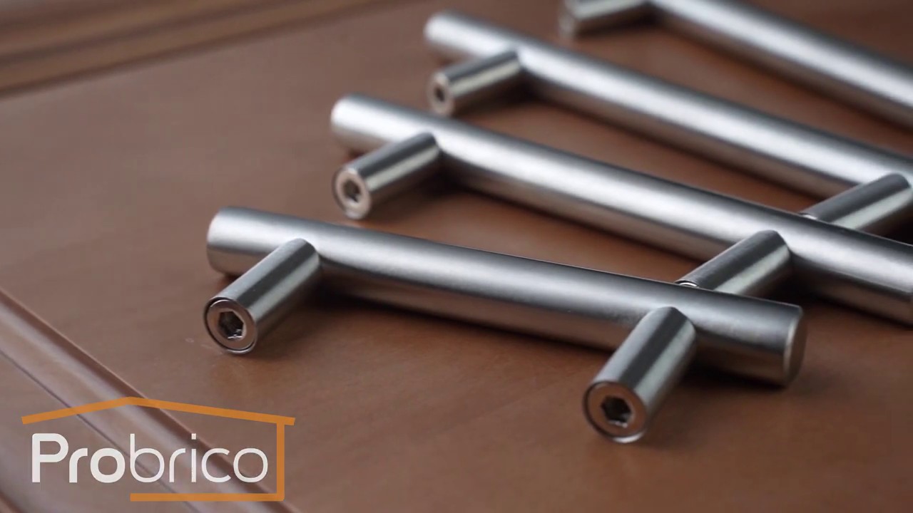 Probrico Euro T bar Cabinet Pulls Brushed Nickel Handles Stainless Steel Kitchen Hardware PD201HSS