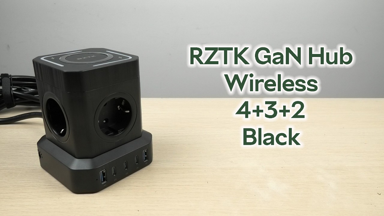 Универсальный сетевой удлинитель RZTK GaN Hub Wireless 65W + 3 USB