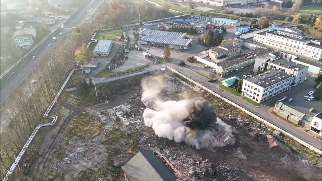 Wyburzenie komina H=60 m - Częstochowa - 16.11.2024