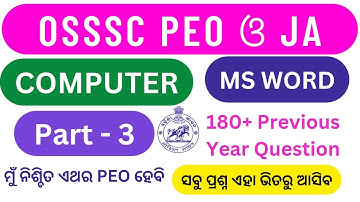Computer MS Word Previous Year 180+ Question Details Discussion // MS Word IMP MCQ #osssc #ossscpeo