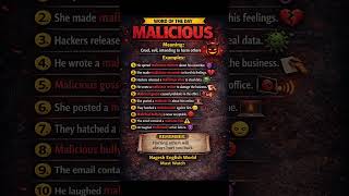 MALICIOUS 🔥 Word of the Day | Meaning &amp; Powerful Examples | Improve Your English Fast