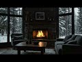 No Ads Fireplace Blizzard ASMR - Snow Storm Sound Sleep With Fireplace Burning For Deep Sleeping