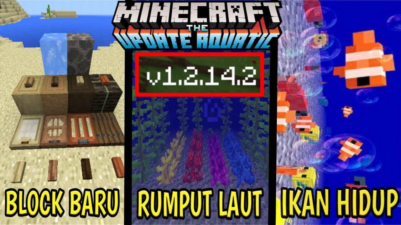 MCPE 1.2.14.2 UPDATE AQUATIC ! BLOCK BARU, IKAN BARU 