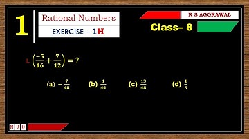 Math Class 8 | Exercise- 1H | Qus. 1 | Rational Numbers | Chapter - 1 | R S AGGARWAL  #mvo