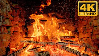 Cozy Christmas Night With Warm Fireplace Burning 🔥 4K Uhd Fireplace & Crackling Fire Sounds 3 Hours