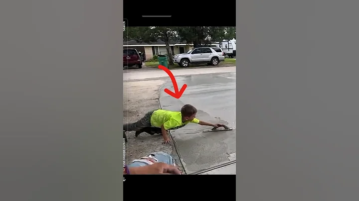 7 year old Concrete Finisher has skillz & his Dad #concrete #gopro