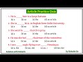 Articles A An The questions | Articles A An The in English Grammar | Articles Practice Set Exercises