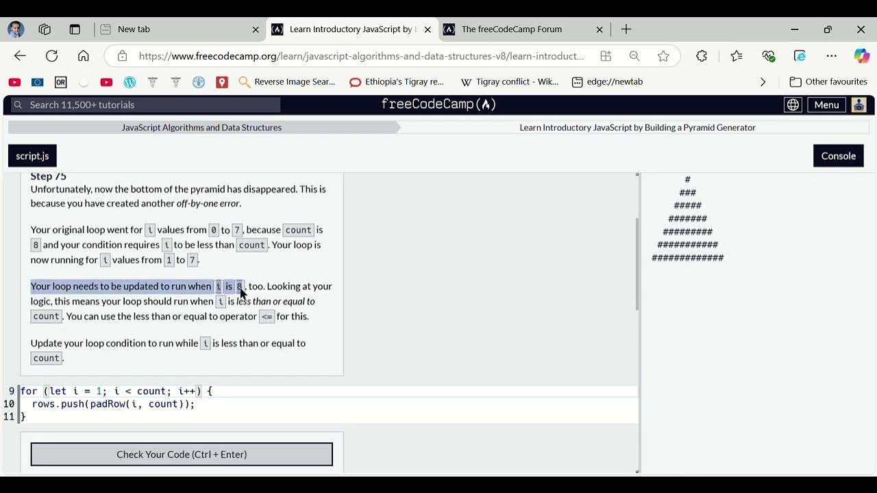 Learn Introductory JavaScript by Building a Pyramid Generator Step 75 ...