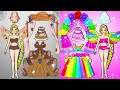Học Làm Búp Bê Giấy - Biến Đôỉ Cô Dâu Rapunzel Với Váy Cưới Cầu Vồng - Câu Chuyện Của Barbie