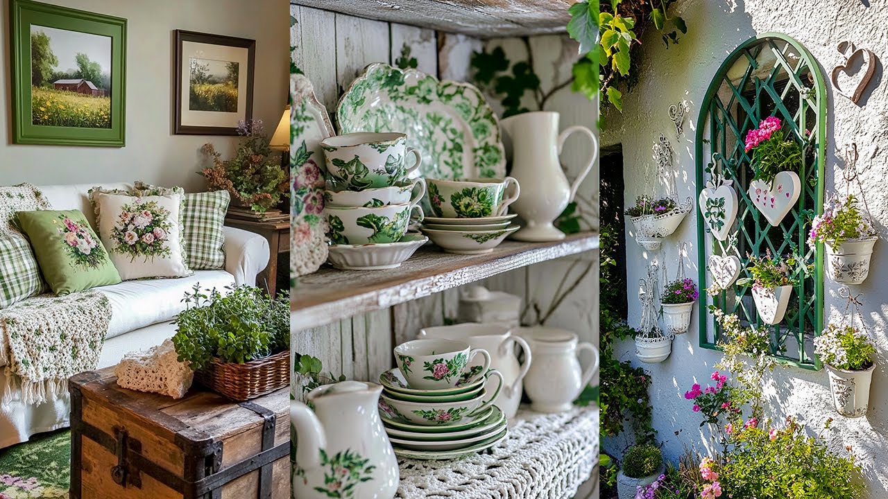 Small Green English Country Cottage | Shabby Chic Touches & Vintage Decor Inspiration