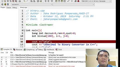 Decimal To Binary Converter in C++