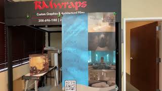 Advertisement on the elevator door by Custom printed vinyl wrap. Order one at the RM wraps