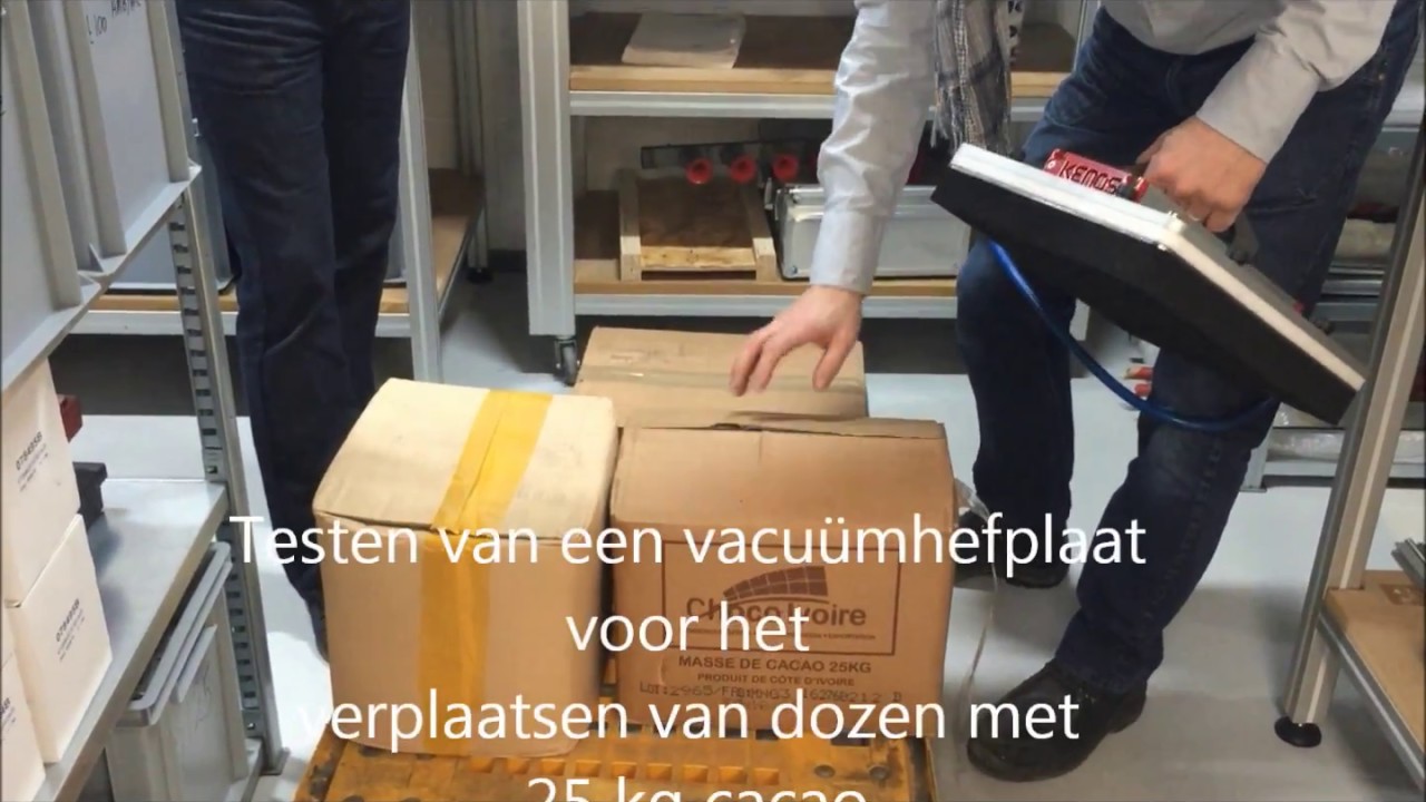 Vacuümtechniek hefplaten verplaatsen dozen cacao