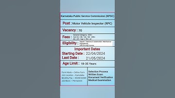 Motor Vehicle Inspector Vacancy Online Form 2024 | Karnataka Motor Vehicle Vacancy | #kpsc #govtjobs
