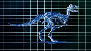 Dino T-Rex Walking Ekg Background,Loop. Stock Footage