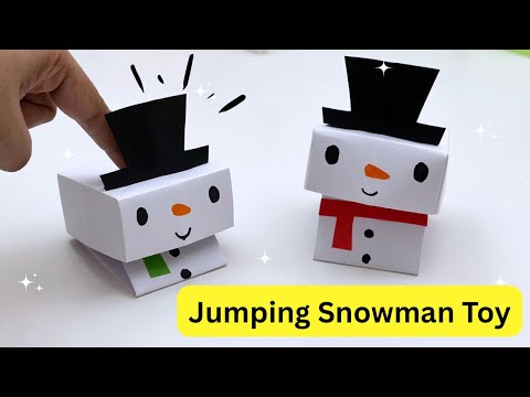 DIY Jumping Snowman Toy with Paper / Snowman Ideas / Origami Snowman Craft Ideas / Christmas Craft