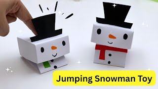 DIY Jumping Snowman Toy with Paper / Snowman Ideas / Origami Snowman Craft Ideas / Christmas Craft