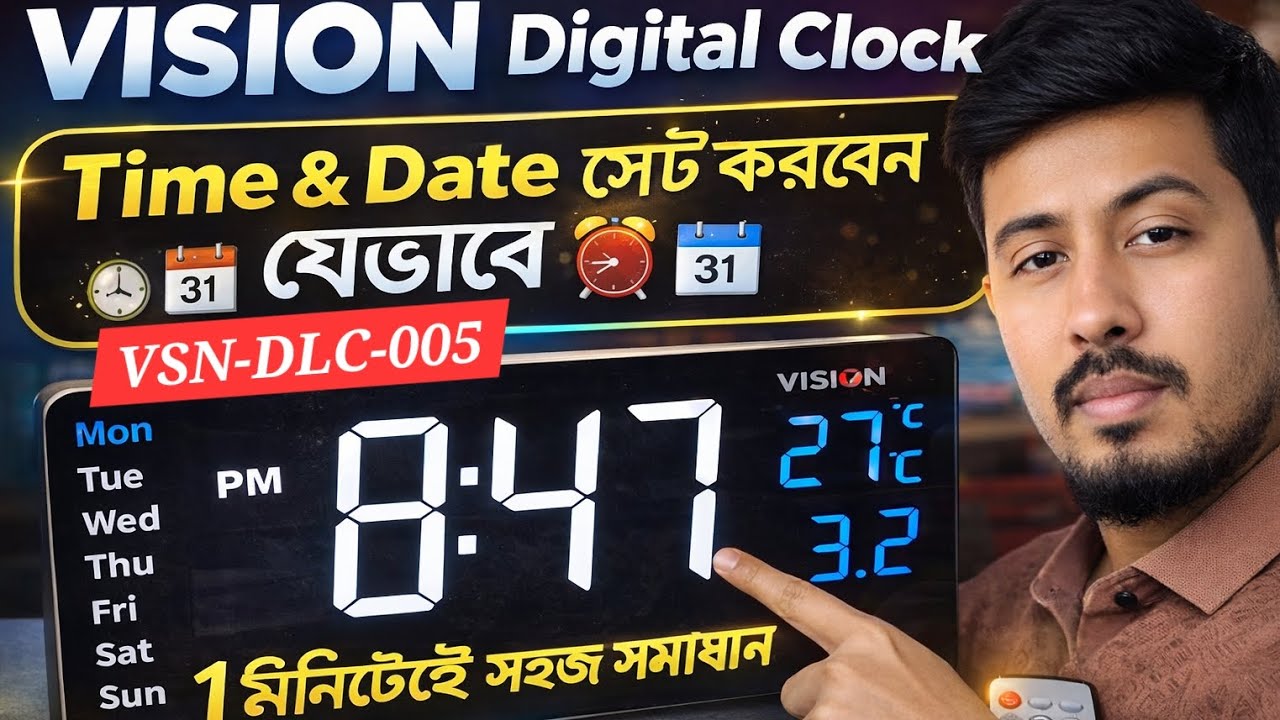 Vision Digital Led Clock How to set Time & Date? Easy Bangla Tutorial. VISION Digital LED Clock ...