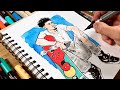 Brush pen drawing process step by step (Trying new POSCA pens)