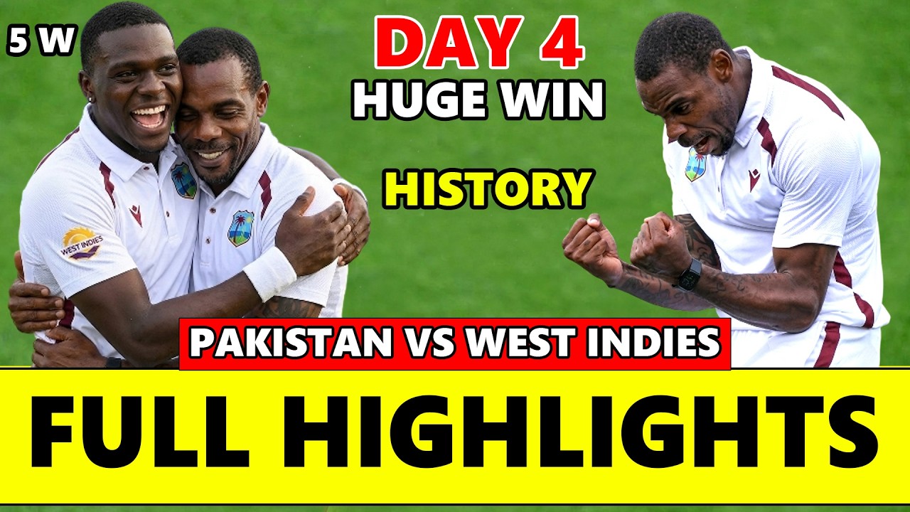 West Indies vs Pakistan 1st Test Match Day 4 Full Highlights 2026