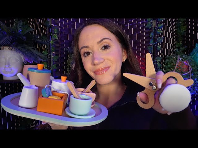 ASMR / Complete Wooden Makeover (haircut, makeup, manicure, layered sounds) class=