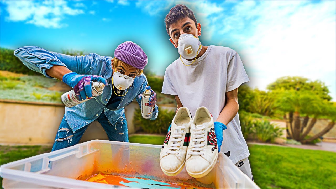 vlogs in spanish I Hydro Dipped my Gucci Shoes.. (ft. MARKO) **GIVEAWAY**
