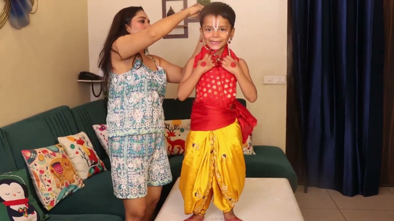 Little Krishna makeover| जन्माष्टमी पर अपने बच्चे को धोती aur पगड़ी के साथ कान्हा कैसे बनाये #baby