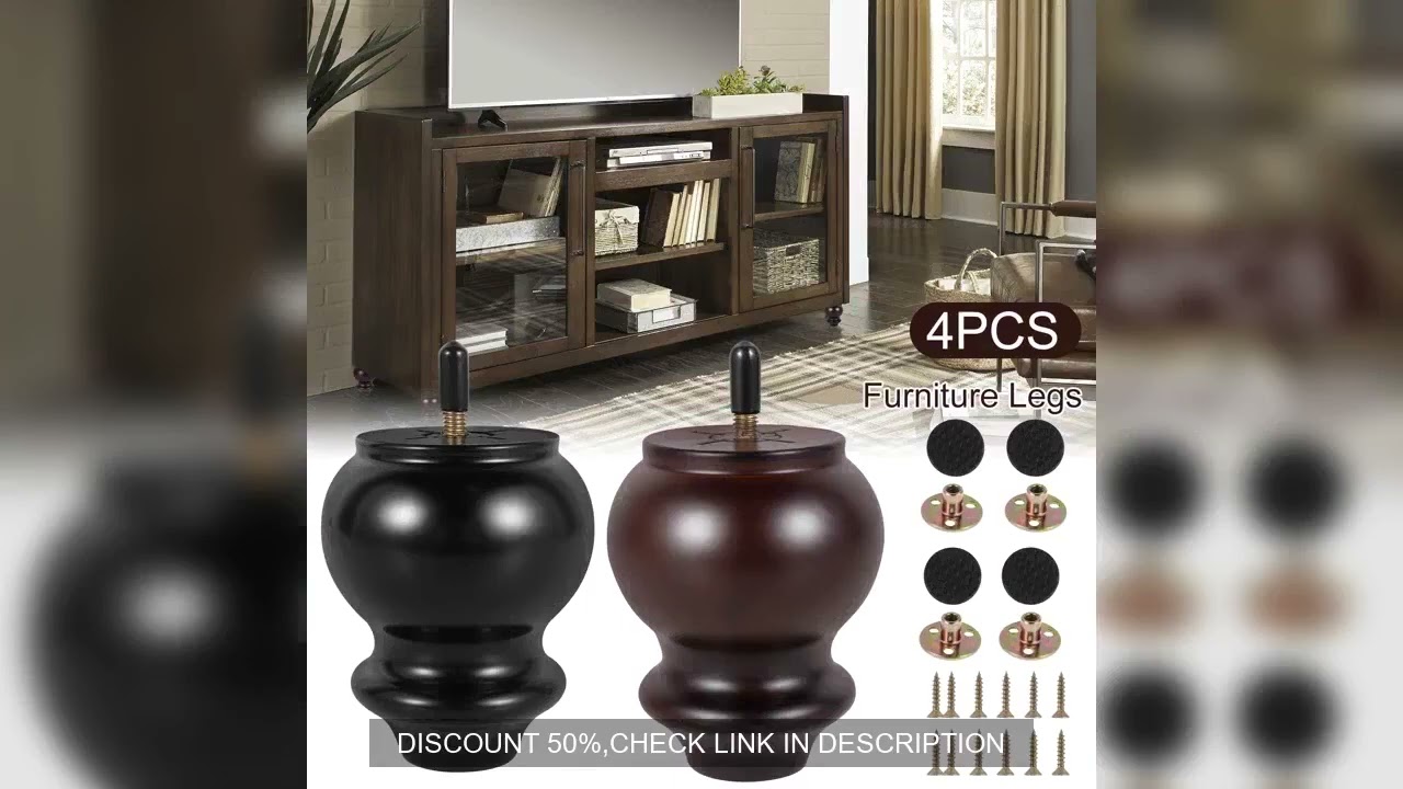 4Pcs Furniture Leg Set Solid Wood Sofa Legs Replacement Feet Fittings Height 4 Inch Coffee Table TV