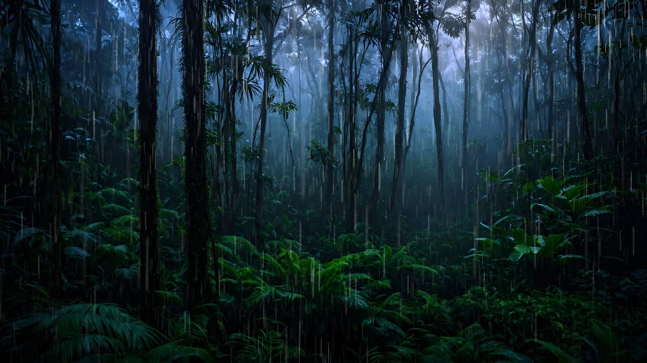 Heavy Rain and Thunder on Forest for Deep Sleep & Insomnia Relief - Rain Sounds for Sleeping - Relax