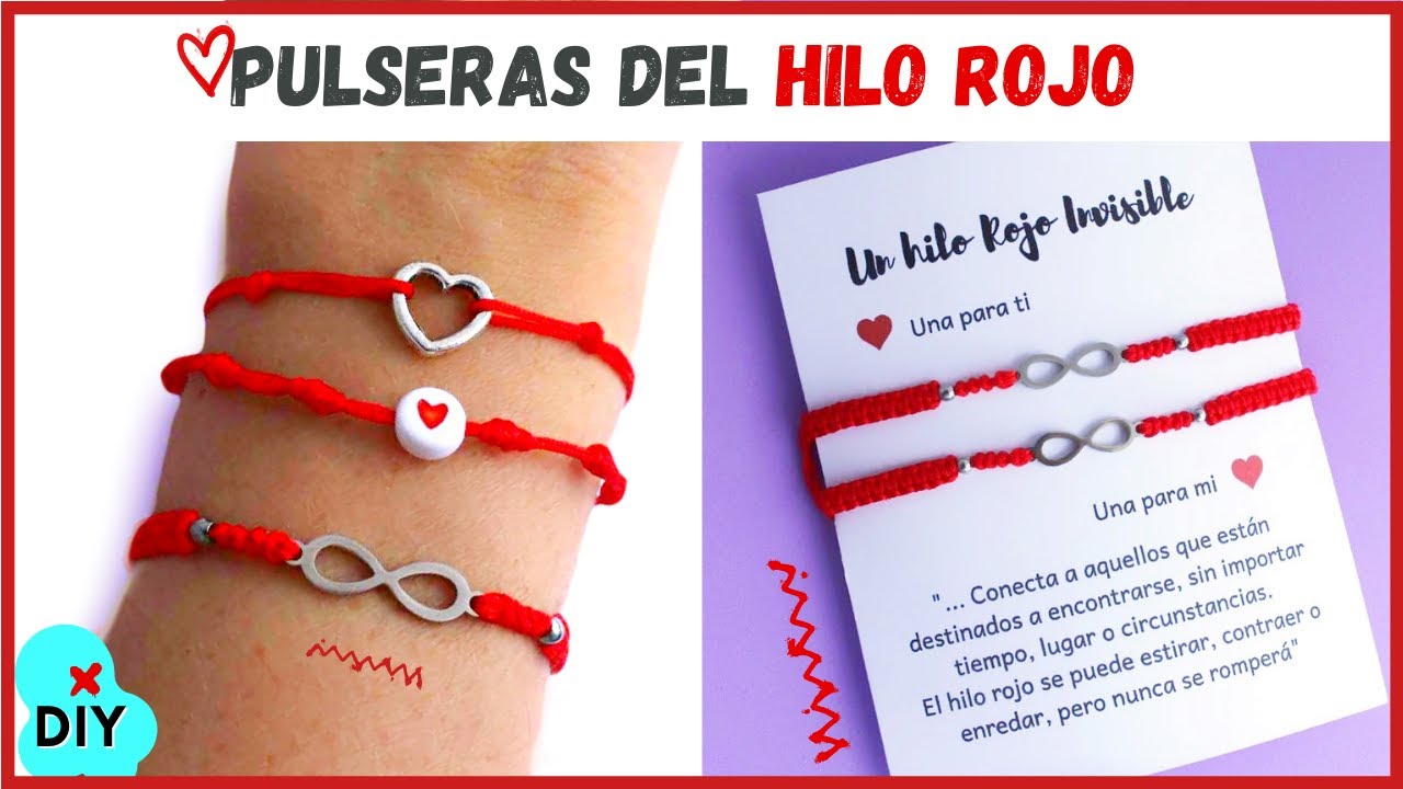 ❤️ Como hacer pulseras de hilo rojo del destino con tarjeta / Pulseras para  vender o regalar 