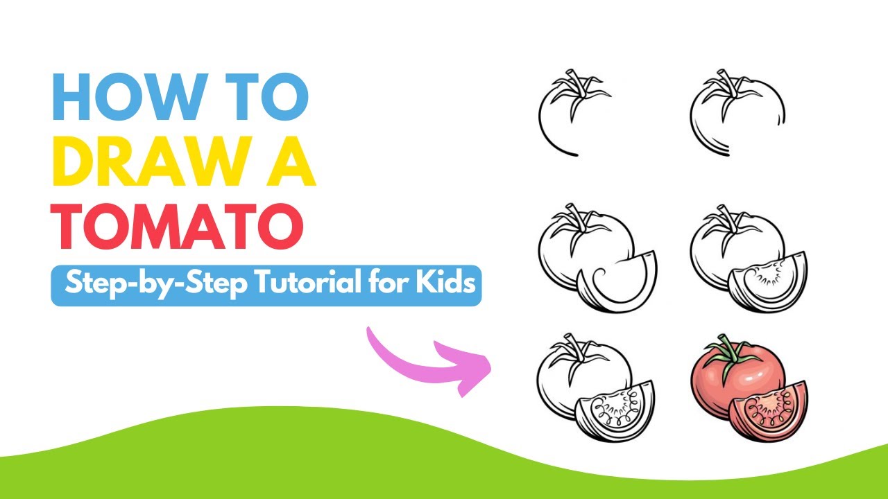 🍅 How to Draw a Tomato - Easy Step-by-Step Tutorial for Kids and Beginners