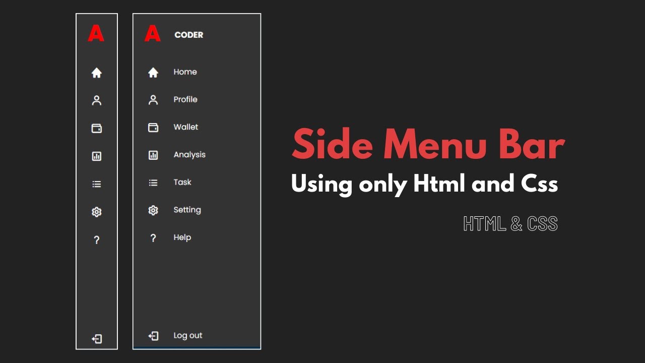 How to make a website's side menu bar using only Html and Css ...