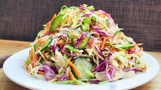 I eat this cabbage salad for dinner every day and lose belly fat fast!Cucumber recipe#yummy #cooking