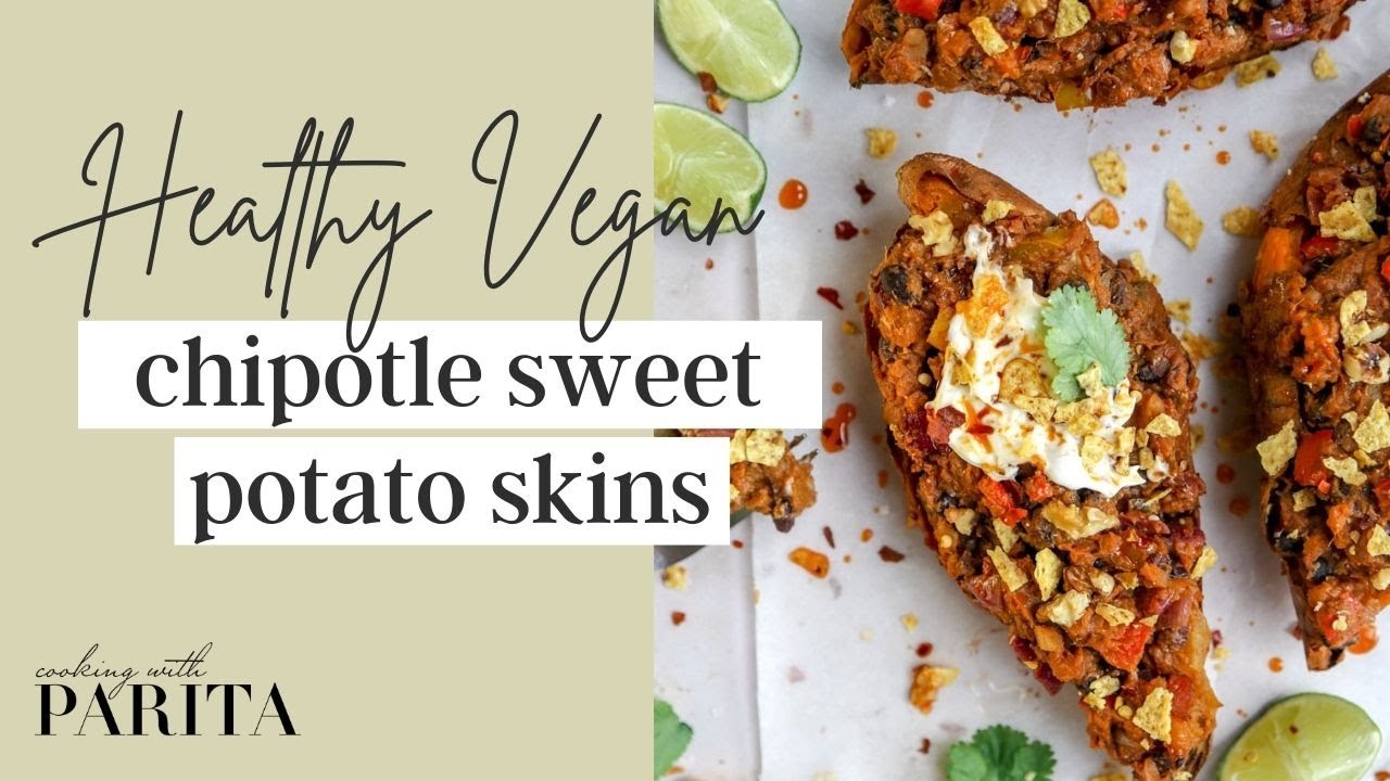 Healthy Chipotle Sweet Potato Skins ( vegan, gluten free, soy free