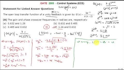 GATE 2005 ECE Gain and Phase cross over frequency of system with Transportation Lag