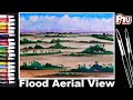 How To Draw Aerial View Of Flood Painting With Watercolor | #3 | Easy Flood Painting Techniques