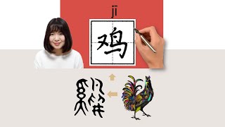NEW HSK2//鸡/雞/ji_(chicken)How to Pronounce & Write Chinese Word & Character #newhsk2