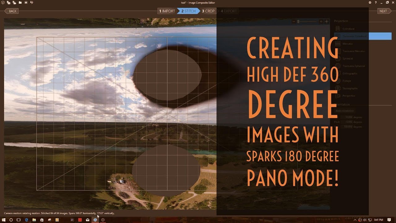 Video Drone - DJI Spark Creating a High Def 360 Degree Panorama the Spark 180 Degee Pano Mode!